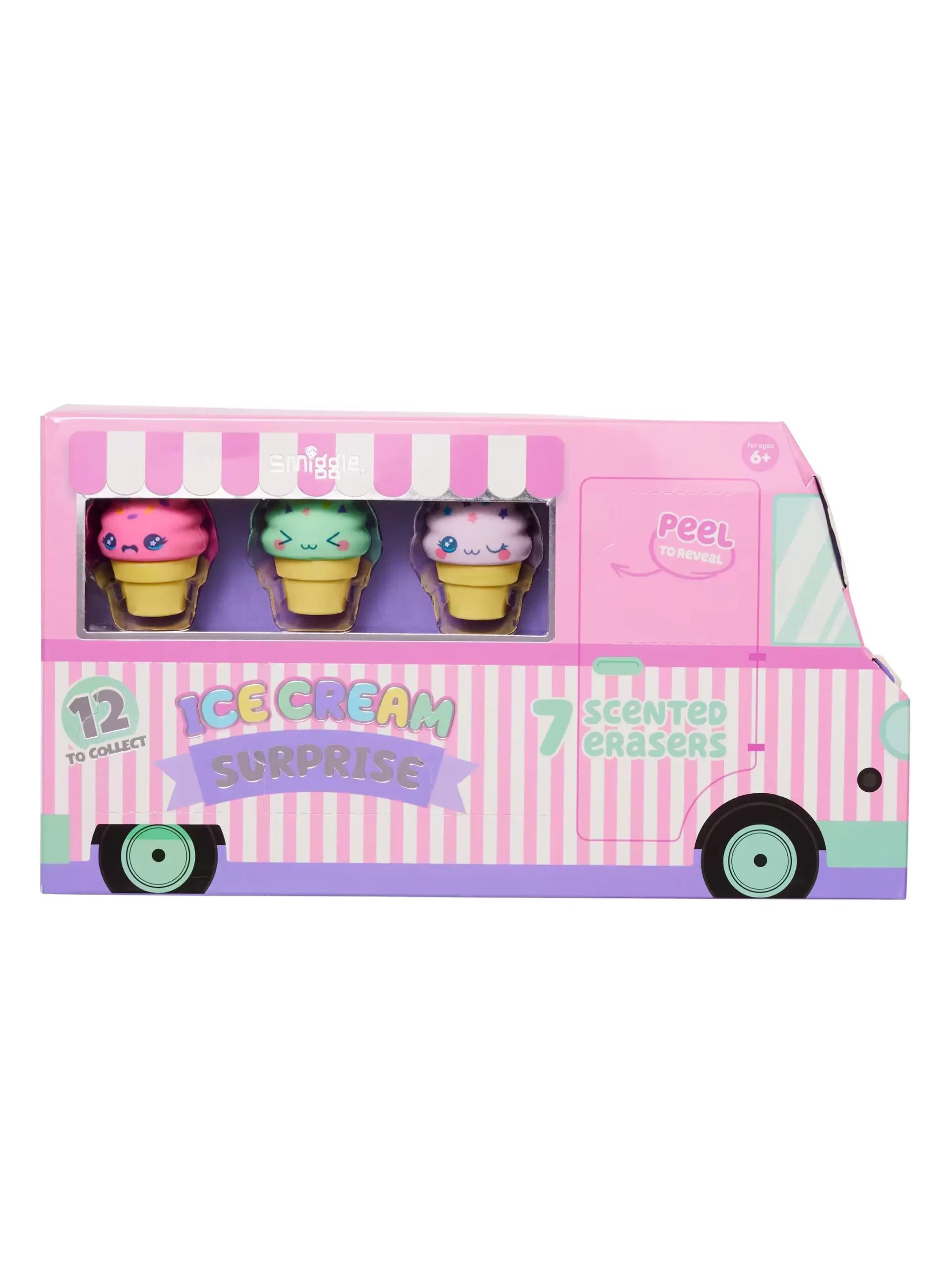 Smiggle - Ice Cream 7'li Sürpriz Kokulu Silgi Paketi-Dinossi
