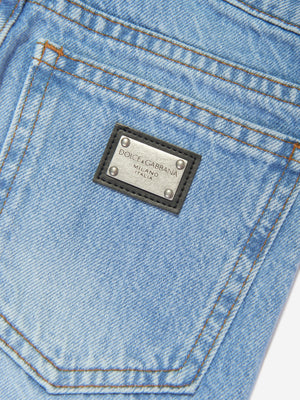 Dolce & Gabbana Boys Embossed Logo Skinny Jeans in Blue
