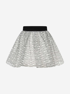 Elie Saab Girls Patterned Silk Skirt in Black