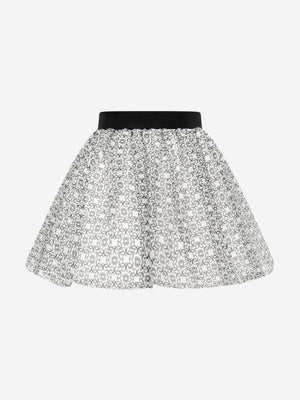 Elie Saab Girls Patterned Silk Skirt in Black