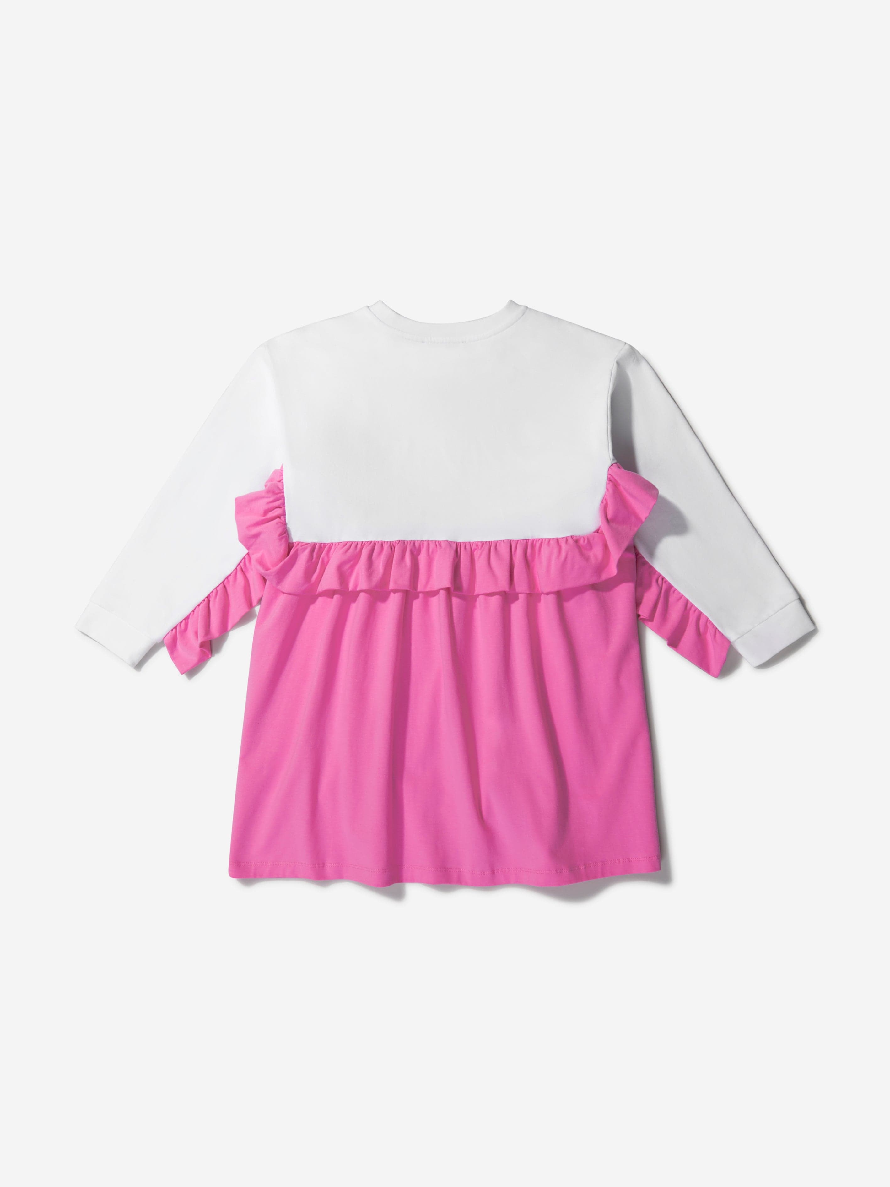 PUCCI Girls Cotton Ruffle Trim Logo Dress