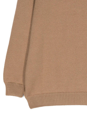 Fendi Kids Wool Knitted Logo Jumper in Brown