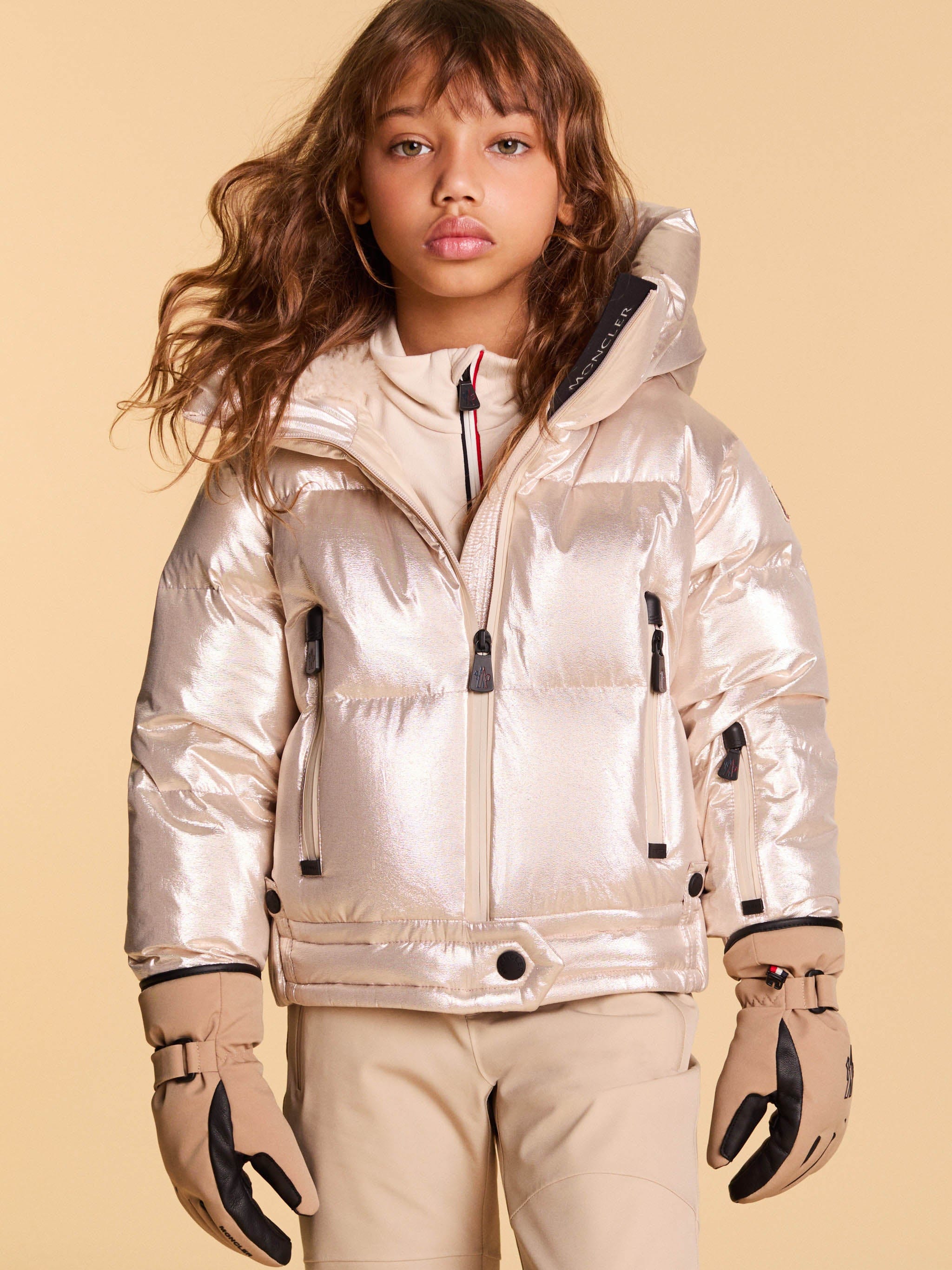 Moncler Enfant Girls Grenoble Violette Down Padded Jacket in Gold