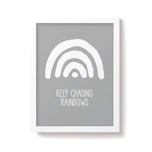 Snuz Keep Chasing Rainbows Nursery Print - Grey-Prints- | Natural Baby Shower