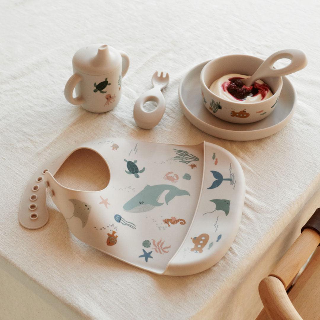 Liewood Tilda Printed Bib - 2 Pack - Sea Creature - Sandy-Bibs-Sea Creature/Sandy- | Natural Baby Shower