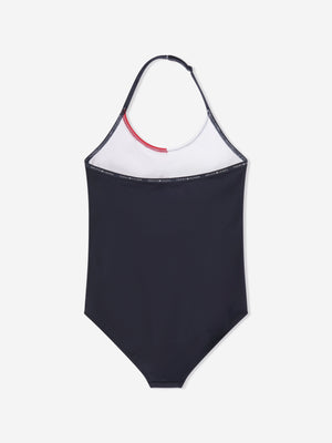 Tommy Hilfiger Girls Flag Swimsuit in Navy