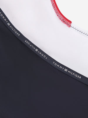 Tommy Hilfiger Girls Flag Swimsuit in Navy