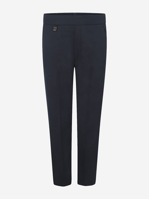 Zeco Boys School Elastic Back Pull-Up Slim Fit Trousers in Navy