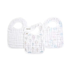 aden + anais Organic Cotton Muslin Snap Bibs 3pk - Above The Clouds-bibs-Above The Clouds-One Size | Natural Baby Shower