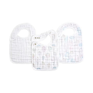 aden + anais Organic Cotton Muslin Snap Bibs 3pk - Above The Clouds-bibs-Above The Clouds-One Size | Natural Baby Shower