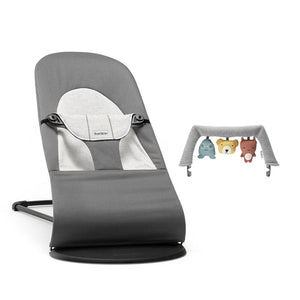 BabyBjorn Balance Woven Baby Bouncer - Black Frame - Dark Grey/Grey-Baby Bouncers-Soft Friends Grey- | Natural Baby Shower