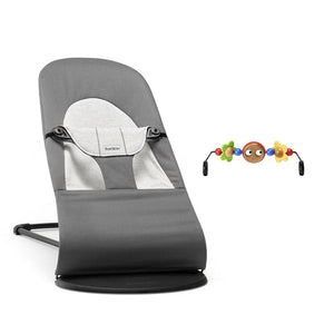 BabyBjorn Balance Woven Baby Bouncer - Black Frame - Dark Grey/Grey-Baby Bouncers-Googly Eyes Bright- | Natural Baby Shower