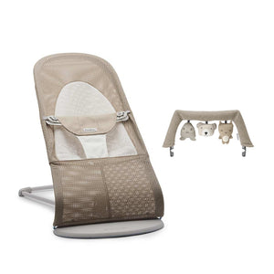 BabyBjorn Balance Soft Mesh Baby Bouncer - Grey Frame - Grey Beige-Baby Bouncers-Soft Friends Sand- | Natural Baby Shower