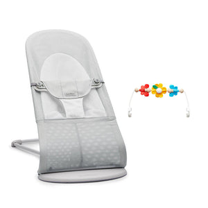 BabyBjorn Balance Soft Mesh Baby Bouncer - Grey Frame - Silver/White-Baby Bouncers-Flying Friends- | Natural Baby Shower