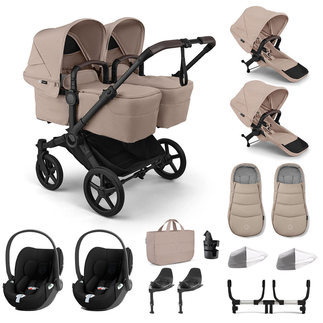 Bugaboo Donkey 6 Twin Ultimate Cloud T Newborn Bundle-Travel Systems-Desert Taupe- | Natural Baby Shower