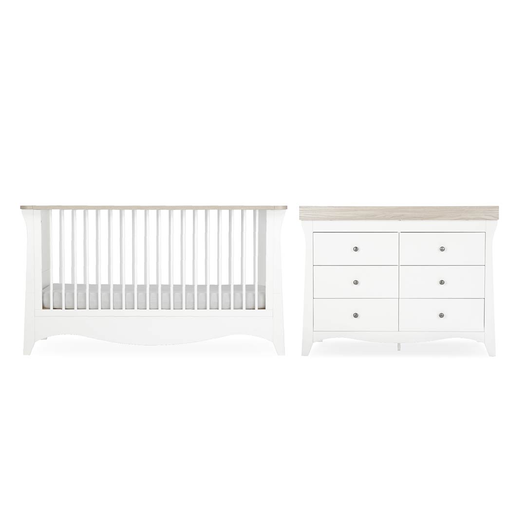 CuddleCo Clara Luxe 2pc Set - White/Ash-Nursery Sets-White/Ash- | Natural Baby Shower