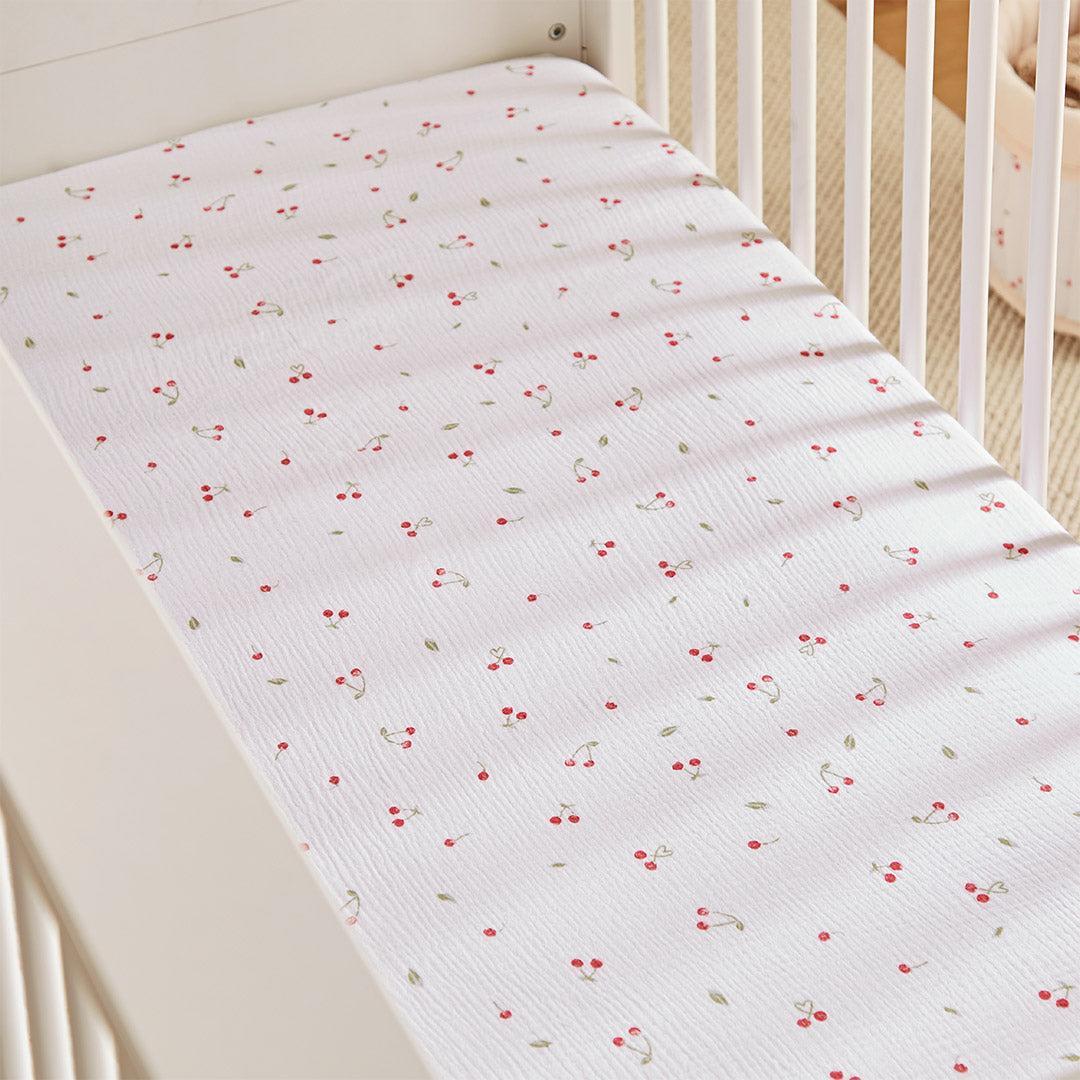 CuddleCo Cot Bed Sheets 2pk - Ditsy Cherry-Sheets-Ditsy Cherry-Cot Bed | Natural Baby Shower