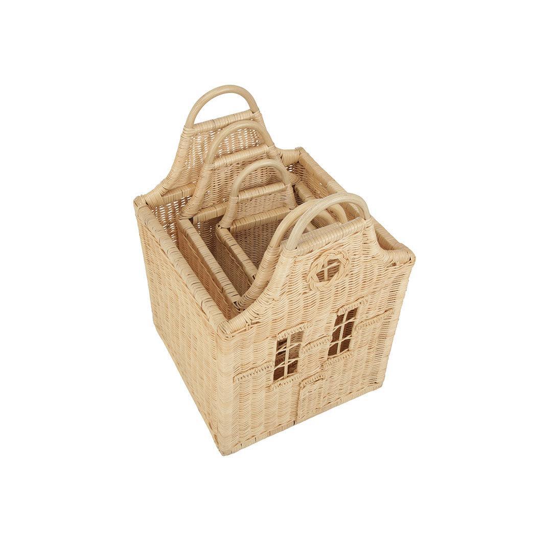 CuddleCo Dutch House Storage Baskets - Set of 3 - Natural-Storage Baskets-Natural-One Size | Natural Baby Shower