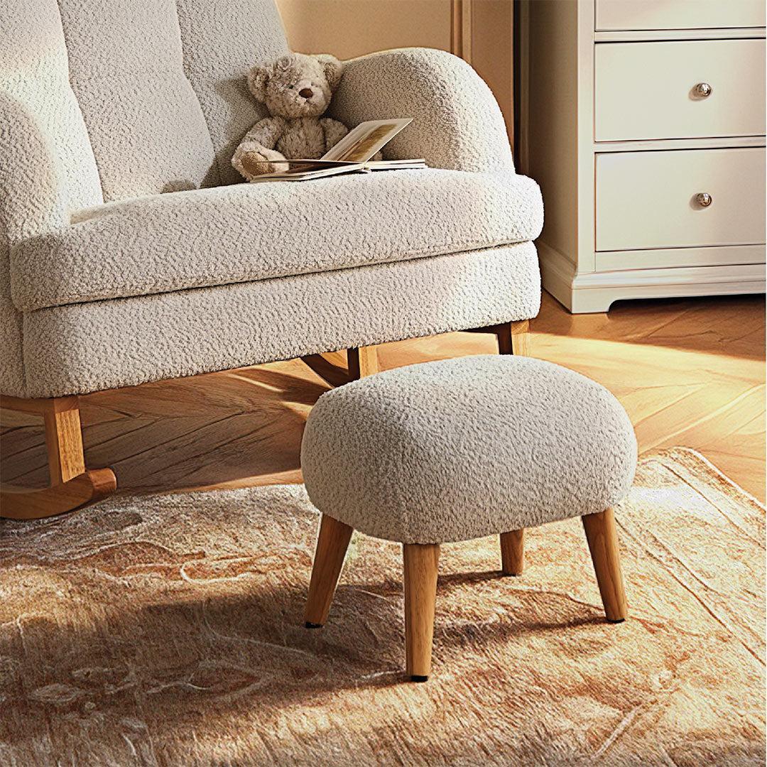 CuddleCo Etta Foot Stool - Boucle Mushroom-Footstools-Boucle Mushroom- | Natural Baby Shower