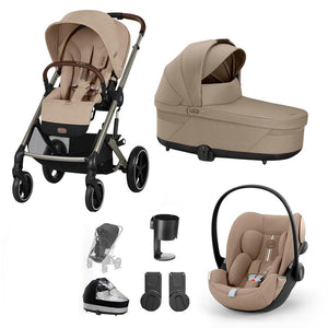 CYBEX Balios S Lux + Cloud G Travel System-Travel Systems-Almond Beige-No Footmuff | Natural Baby Shower