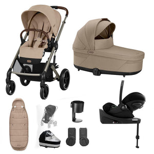 CYBEX Balios S Lux + Cloud G Travel System-Travel Systems-Almond Beige-Gold Footmuff | Natural Baby Shower