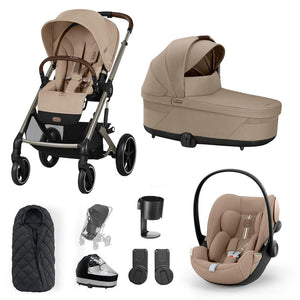 CYBEX Balios S Lux + Cloud G Travel System-Travel Systems-Almond Beige-SNOGGA Footmuff | Natural Baby Shower