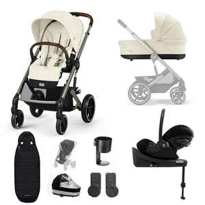 CYBEX Balios S Lux + Cloud G Travel System-Travel Systems-Seashell Beige-Gold Footmuff | Natural Baby Shower