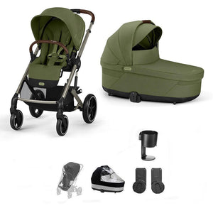CYBEX Balios S Lux Essential Pushchair Bundle-Stroller Bundles-Moss Green-No Footmuff | Natural Baby Shower