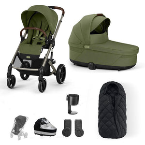 CYBEX Balios S Lux Essential Pushchair Bundle-Stroller Bundles-Moss Green-SNOGGA Footmuff | Natural Baby Shower