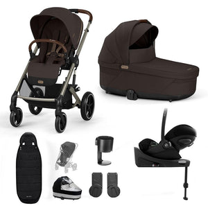 CYBEX Balios S Lux + Cloud G Travel System-Travel Systems-Chocolate Brown-Gold Footmuff | Natural Baby Shower