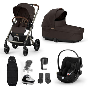 CYBEX Balios S Lux + Cloud G Travel System-Travel Systems-Chocolate Brown-Gold Footmuff | Natural Baby Shower