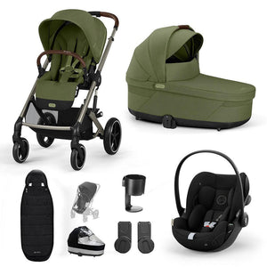 CYBEX Balios S Lux + Cloud G Travel System-Travel Systems-Moss Green-Gold Footmuff | Natural Baby Shower