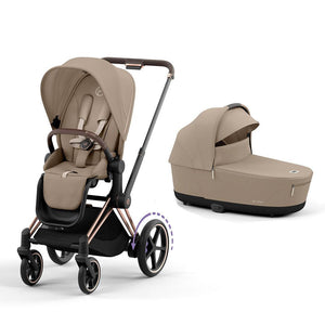 CYBEX e-Priam Pushchair - Cozy Beige-Strollers-Rose Gold-Lux Carrycot | Natural Baby Shower
