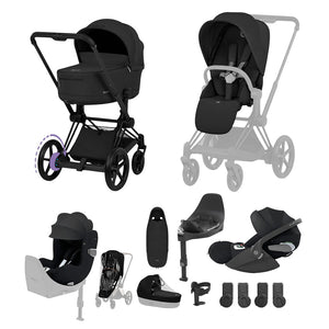 Cybex e-Priam Ultimate Birth & Beyond Bundle - Comfort Collection-Travel Systems-Sepia Black-With Base | Natural Baby Shower