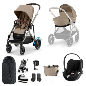 CYBEX e-Gazelle S Pushchair + Cloud T Travel System - Almond Beige-Travel Systems-Almond Beige-No Base | Natural Baby Shower