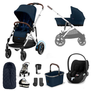 CYBEX e-Gazelle S Pushchair + Cloud T Travel System - Ocean Blue-Travel Systems-Ocean Blue-No Base | Natural Baby Shower