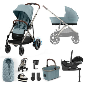 CYBEX e-Gazelle S Pushchair + Cloud T Travel System - Stormy Blue-Travel Systems- | Natural Baby Shower