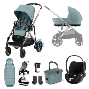 CYBEX e-Gazelle S Pushchair + Cloud T Travel System - Stormy Blue-Travel Systems- | Natural Baby Shower