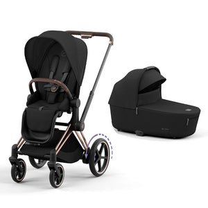 CYBEX e-Priam Pushchair - Sepia Black-Strollers-Sepia Black/Rose Gold-Lux Carrycot | Natural Baby Shower