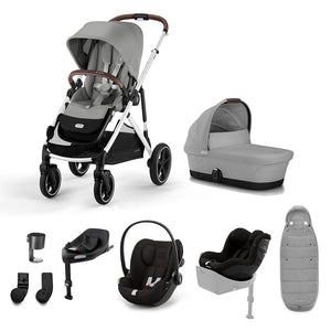 CYBEX Gazelle S Newborn to Toddler Ultimate Bundle-Travel Systems-Stone Grey-1 x Base G | Natural Baby Shower