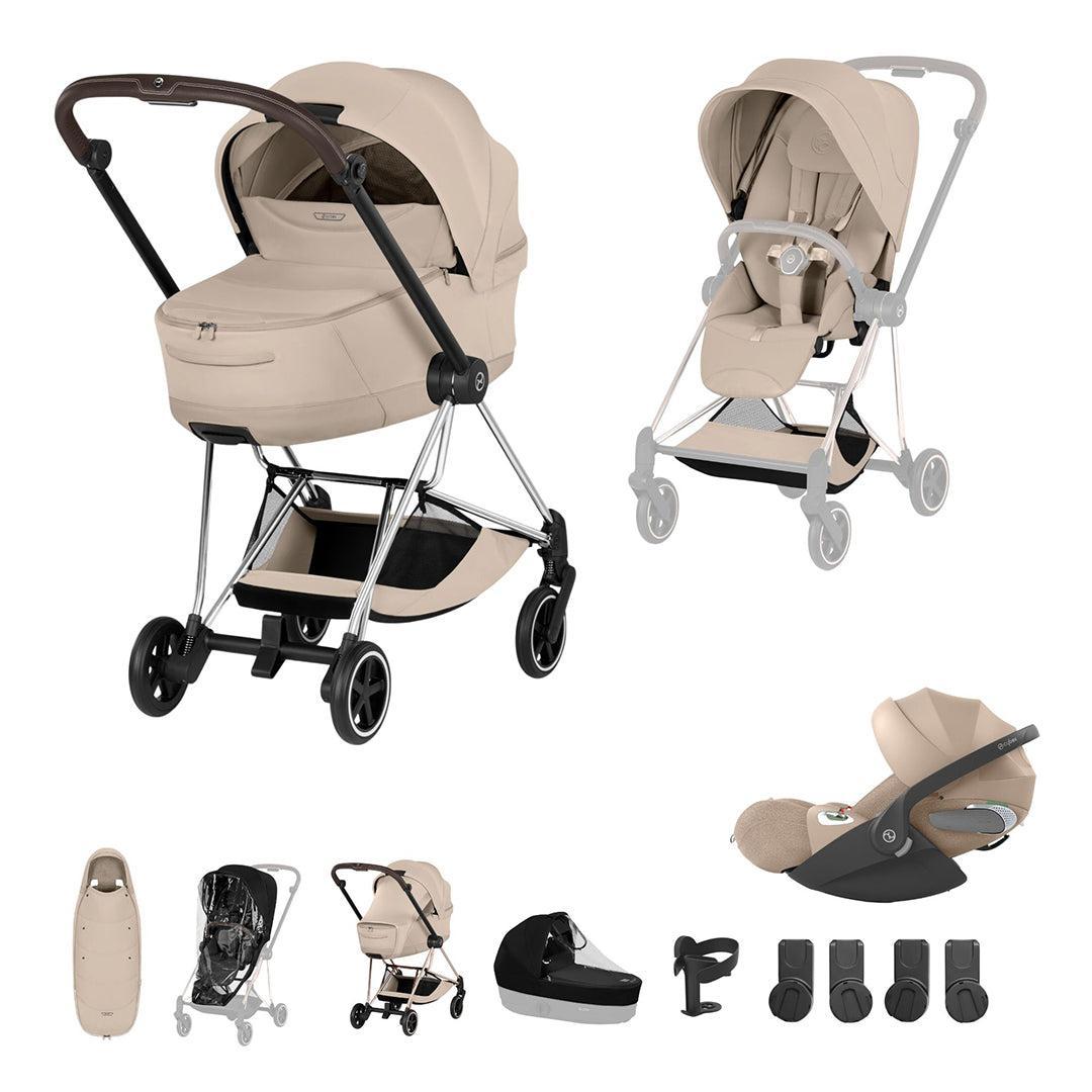 Cybex Mios Ultimate Accessory Bundle - Style Collection-Travel Systems-Cozy Beige-Chrome Brown | Natural Baby Shower