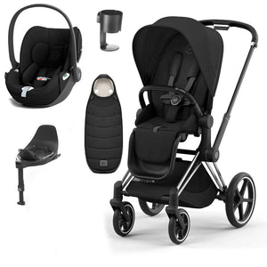 CYBEX Priam Cloud T Ultimate Travel System - Sepia Black-Travel Systems-Chrome Black-None | Natural Baby Shower