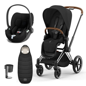CYBEX Priam Cloud T Ultimate Travel System - Sepia Black-Travel Systems-Chrome Brown-None | Natural Baby Shower