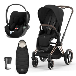 CYBEX Priam Cloud T Ultimate Travel System - Sepia Black-Travel Systems-Rose Gold-None | Natural Baby Shower