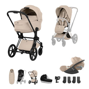 Cybex Priam Ultimate Accessory Bundle - Style Collection-Travel Systems-Cozy Beige-Matt Black | Natural Baby Shower