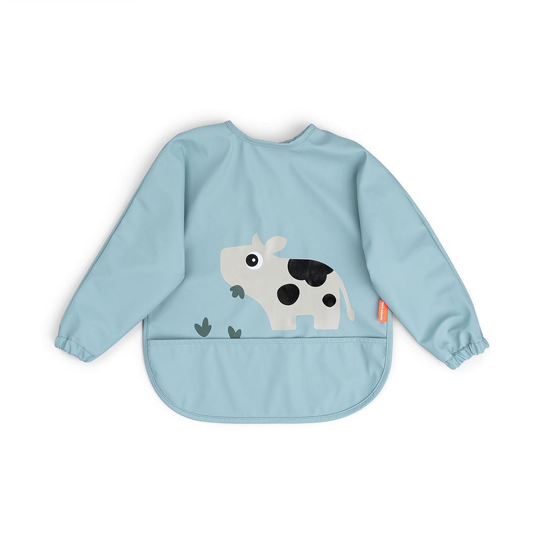 Done By Deer Sleeved Pocket Bib - Tiny Farm Blue-Bibs-Tiny Farm Blue- | Natural Baby Shower