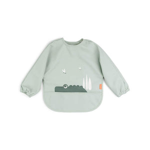 Done by Deer Sleeved Pocket Bib - Green - Croco-Bibs-Green- | Natural Baby Shower