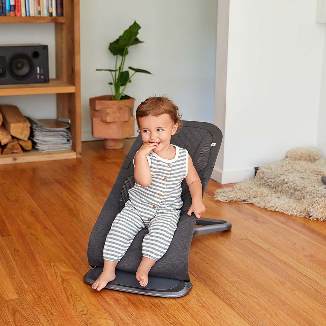 Ergobaby Evolve Baby Bouncer - Charcoal Grey-Baby Bouncers-With Toy Bar- | Natural Baby Shower