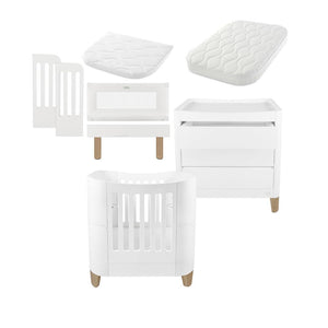 Gaia Baby Serena Mini Cot + Bedside Crib Set (Incl Bedside mattress) Mini Cot and Dresser - White / Natural-Nursery Sets-White / Natural-With Mattress | Natural Baby Shower