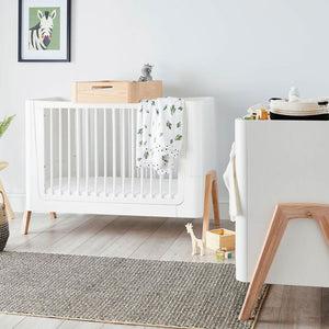 Gaia Baby Hera Cot Bed + Dresser Two Piece Bundle - Scandi-White + Natural-Nursery Sets- | Natural Baby Shower
